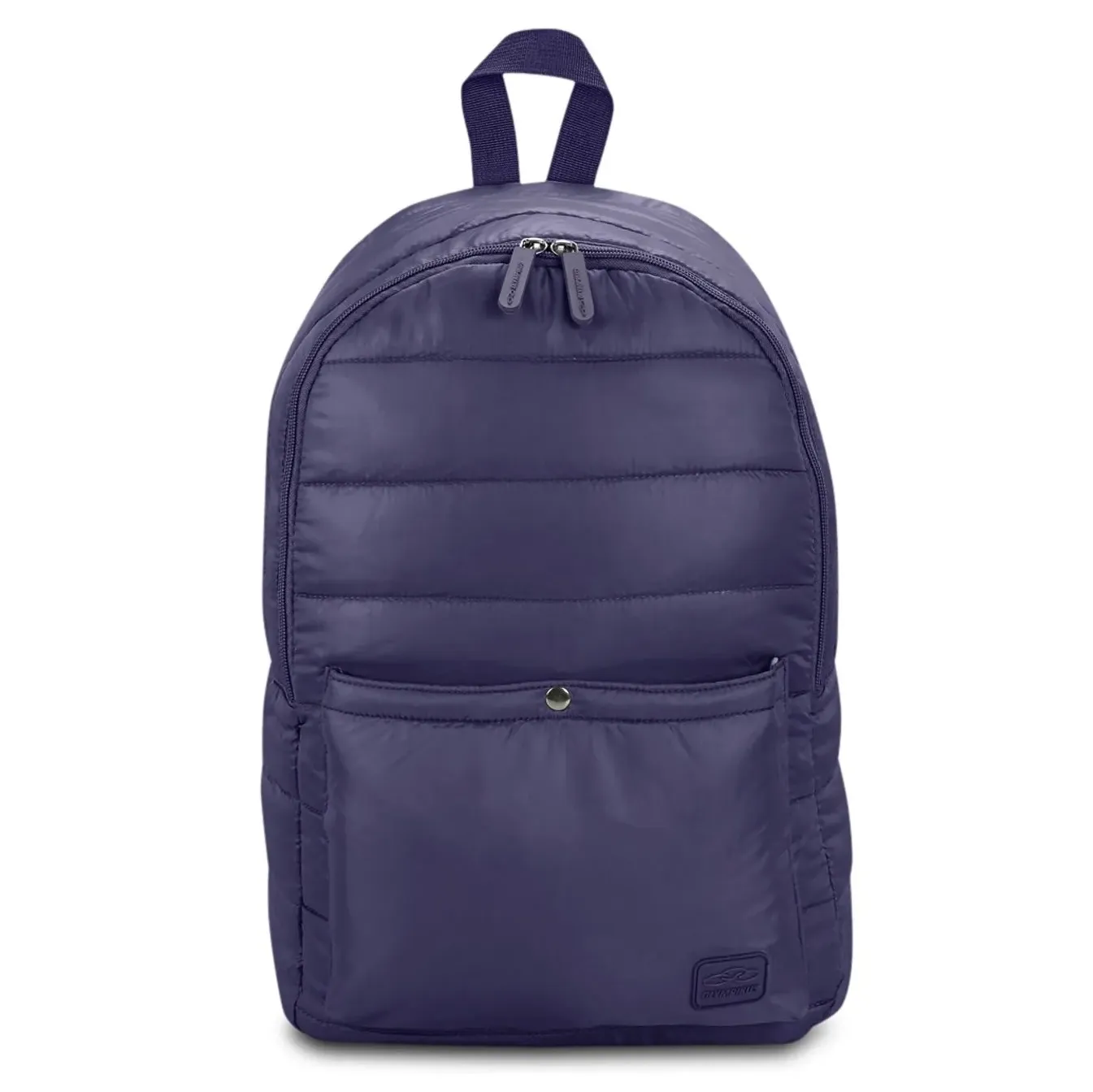 Mochila esportiva Olympikus acolchoada na cor marinho vista frontal com bolso frontal e alça superior